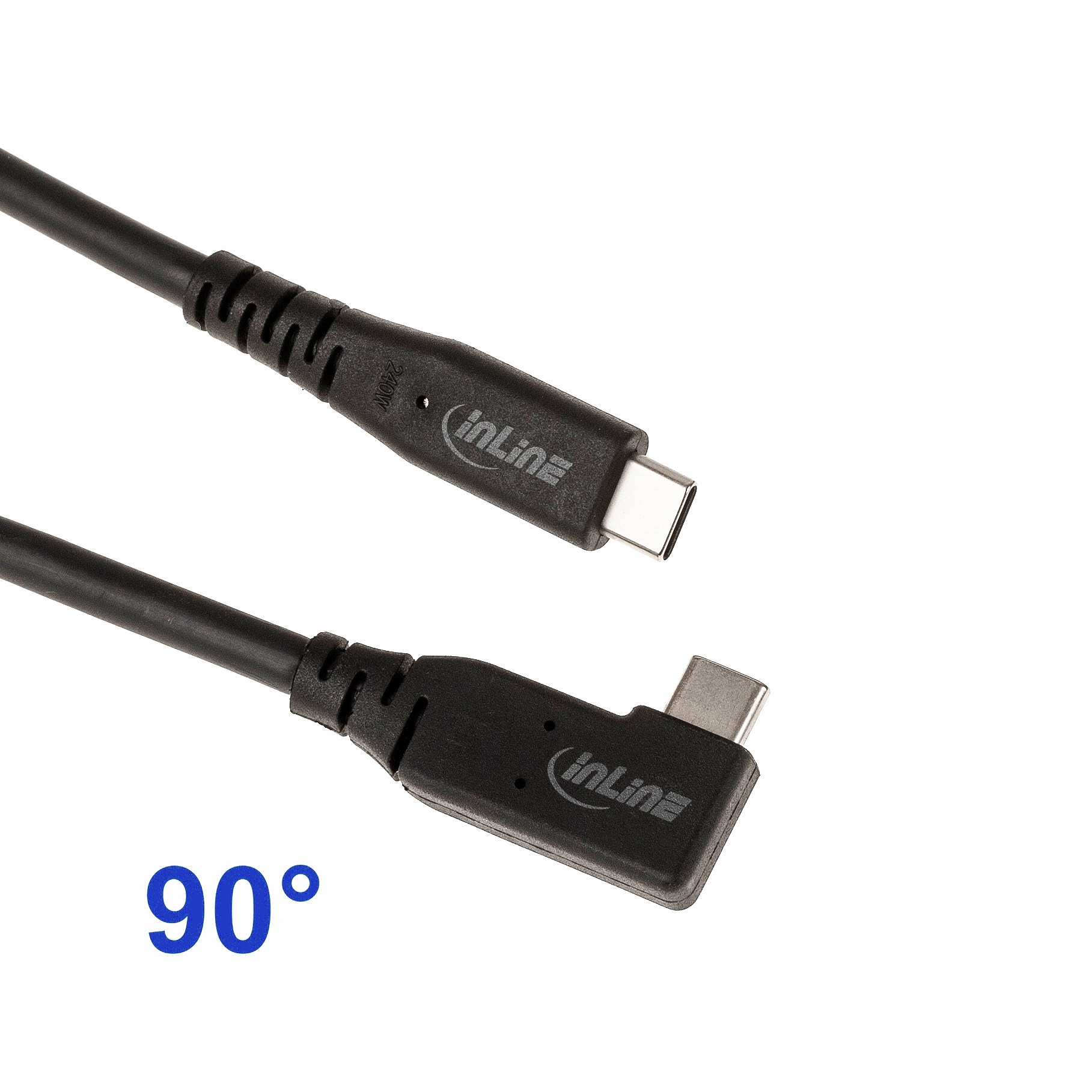 USB 4.0 Kabel, TPE, 1x Type-C™ Stecker 90° gewinkelt, 40 Gbps, PD 240 Watt, 8K, 1m USB 4.0 Kabel, TPE, 1x Type-C™ Stecker 90° gewinkelt, 40 Gbps, PD 240 Watt, 8K, 1m