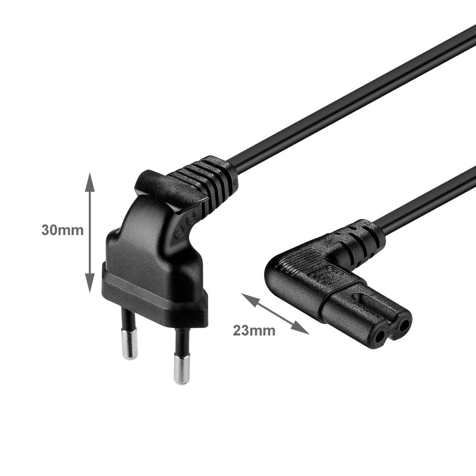 2-pol. Stromkabel mit EURO-8-Stecker BEIDSEITIG GEWINKELT 75cm 2-pol. Stromkabel mit EURO-8-Stecker BEIDSEITIG GEWINKELT 75cm