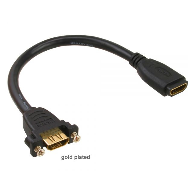 Montagebuchse HDMI für Einbau 2x HDMI A Buchse GOLD mit Kabel 20cm Montagebuchse HDMI für Einbau 2x HDMI A Buchse GOLD mit Kabel 20cm