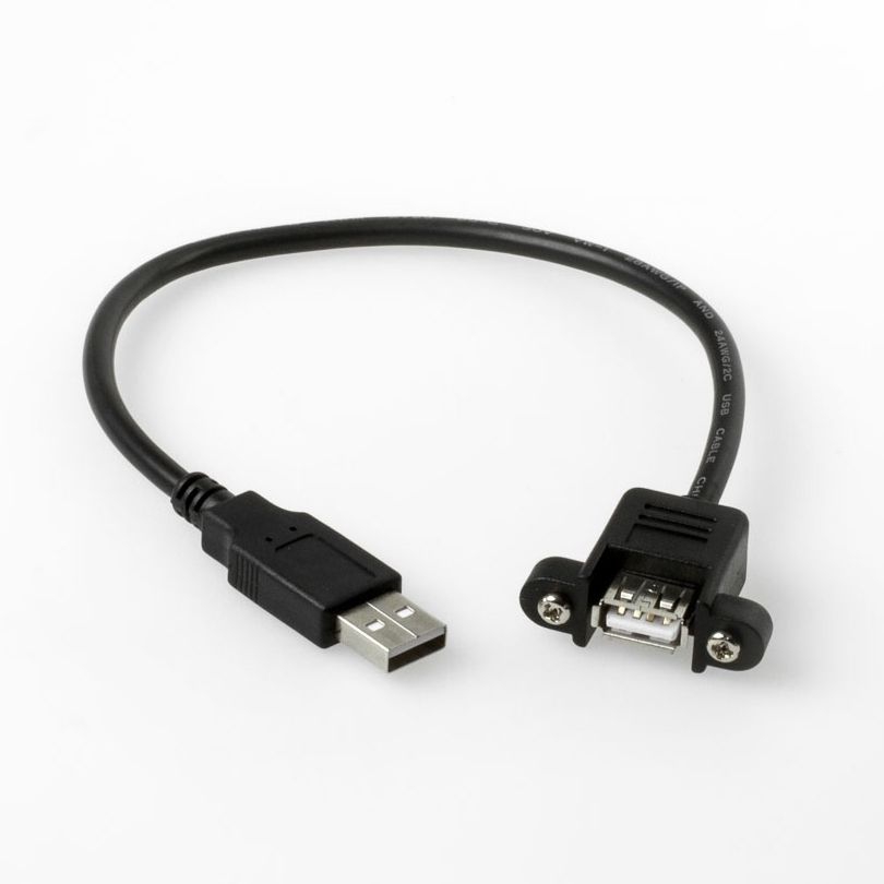 USB 2.0 Montagekabel A-Buchse mit 2 Schrauben an A-Stecker 30cm