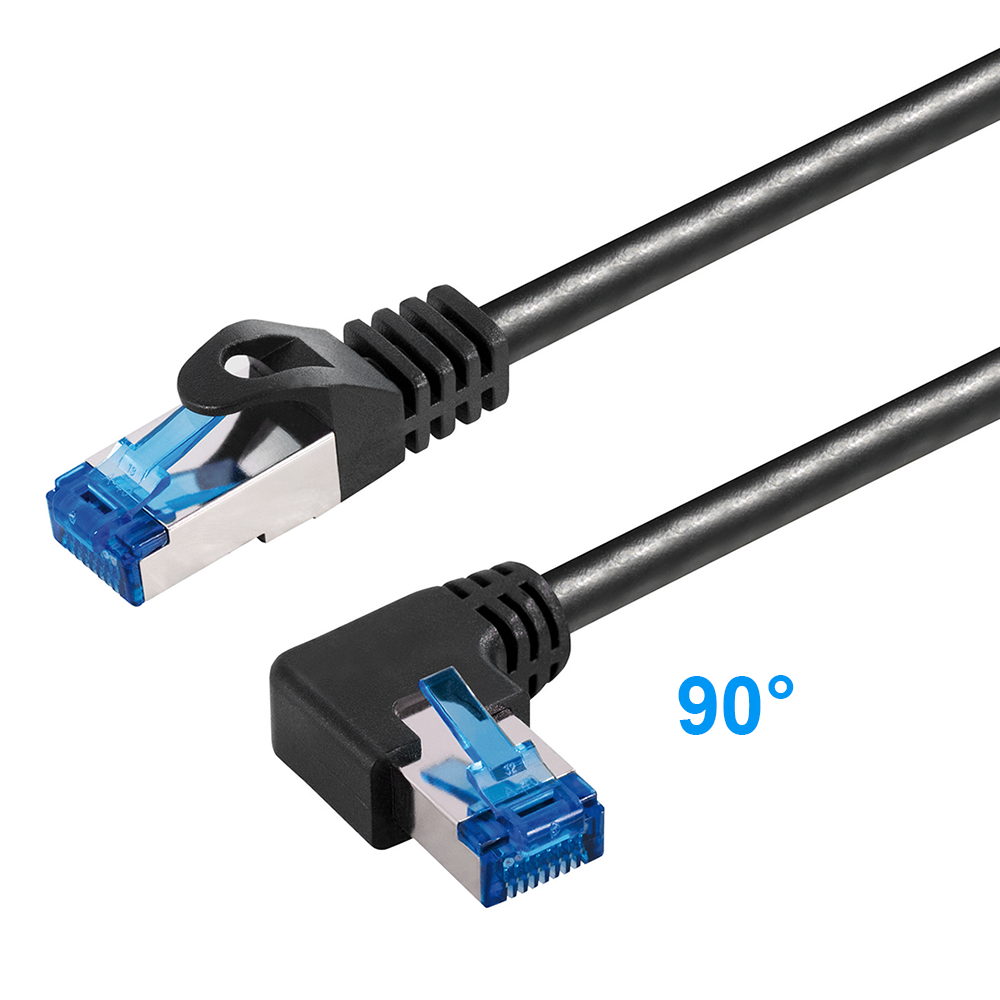 Cat.6A Netzwerkkabel 1x RJ45 abgewinkelt NACH LINKS, 1m
