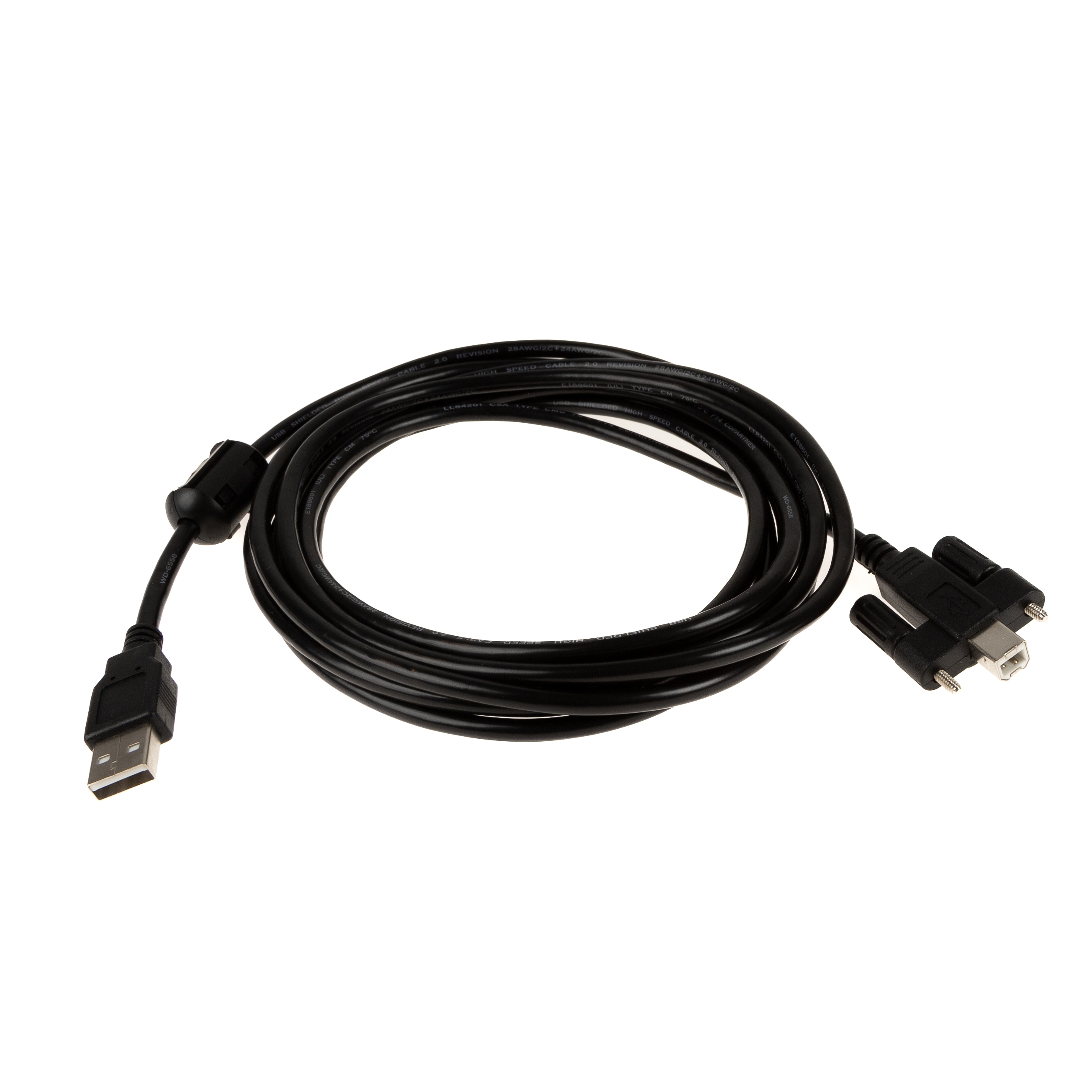 USB 2.0 Kabel, B Stecker mit Schrauben an A Stecker normal, 3m, mit Ferritkern USB 2.0 Kabel, B Stecker mit Schrauben an A Stecker normal, 3m, mit Ferritkern