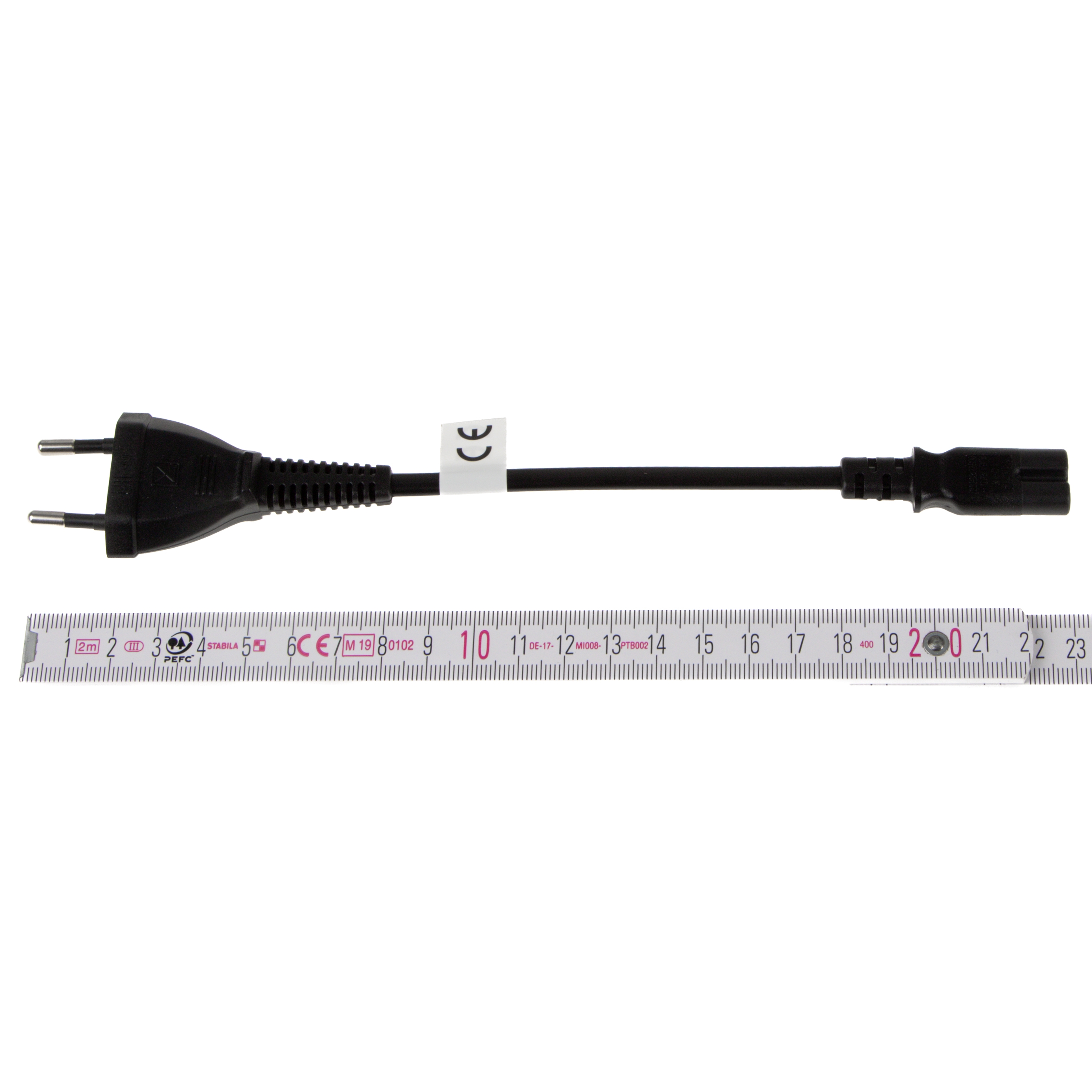 2-pol. Stromkabel mit EURO-8-Stecker EXTRA KURZ 20cm