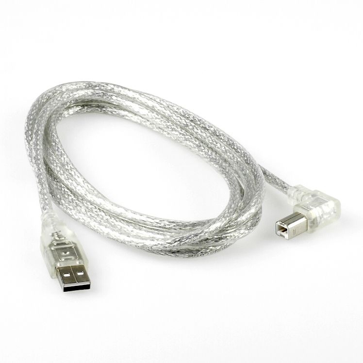 USB-Kabel A auf B nach RECHTS gewinkelt 2m silber