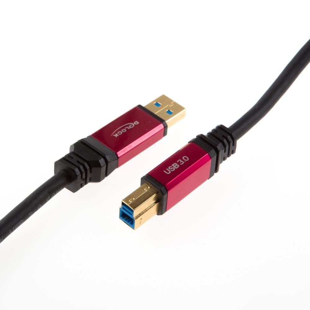 USB 3.0 Kabel AB PREMIUM-Qualität mit Metallsteckern 2m