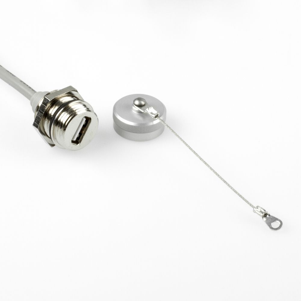 USB 2.0 Montagekabel A-Buchse mit Kappe IP67 auf A-Stecker 1m USB 2.0 Montagekabel A-Buchse mit Kappe IP67 auf A-Stecker 1m