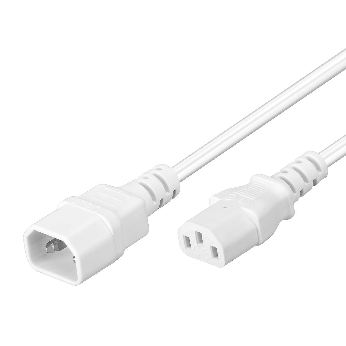 Kaltgeräte-Verlängerungskabel C13-C14 weiss 3m Kaltgeräte-Verlängerungskabel C13-C14 weiss 3m