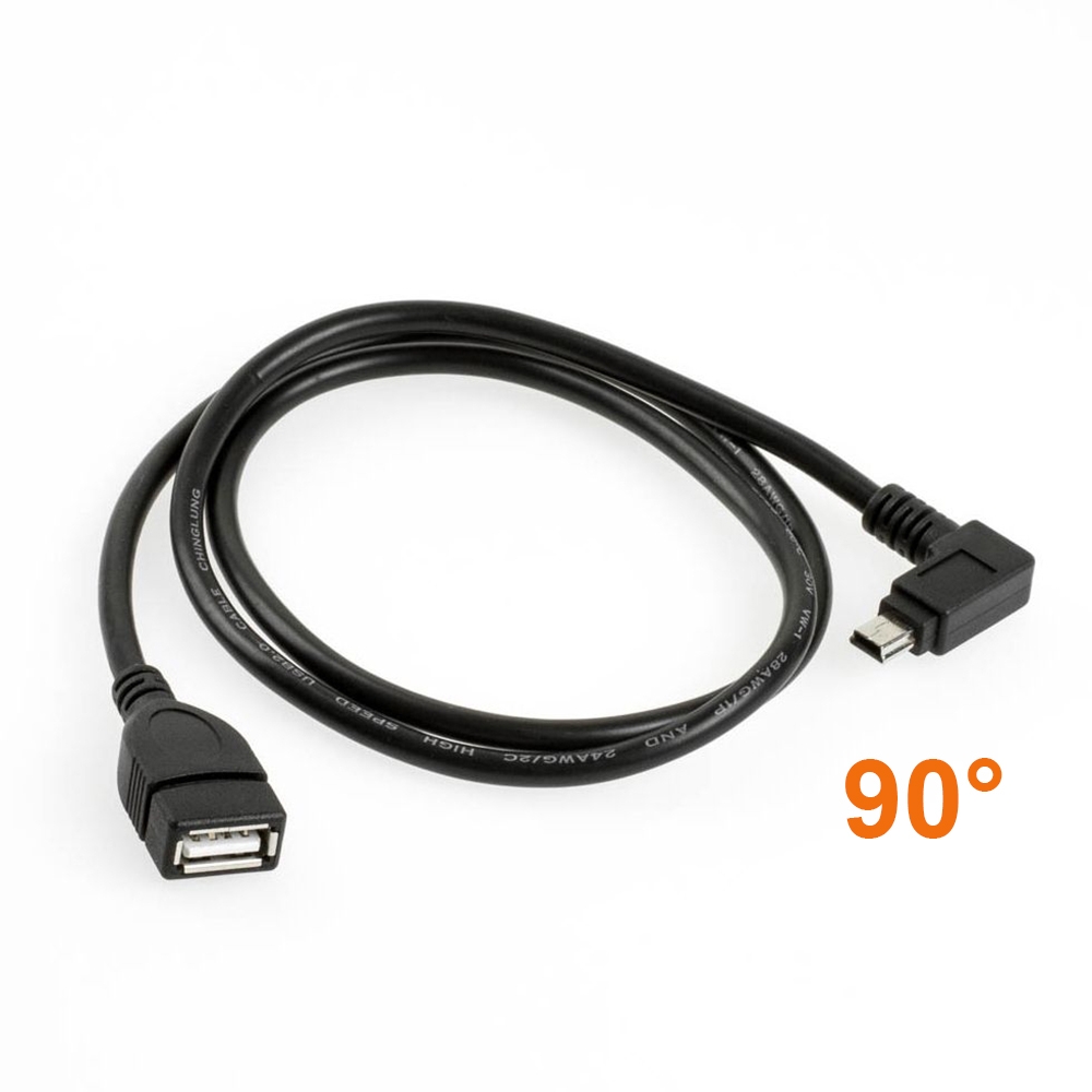 USB 2.0 Kabel Mini-B-Stecker WINKEL RECHTS an A-Buchse, 80cm