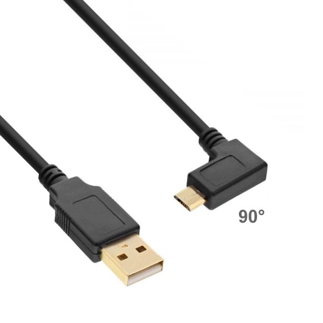 Abgewinkeltes MICRO-USB-Kabel: A-Stecker auf Micro-B 90° WINKEL RECHTS 2m
