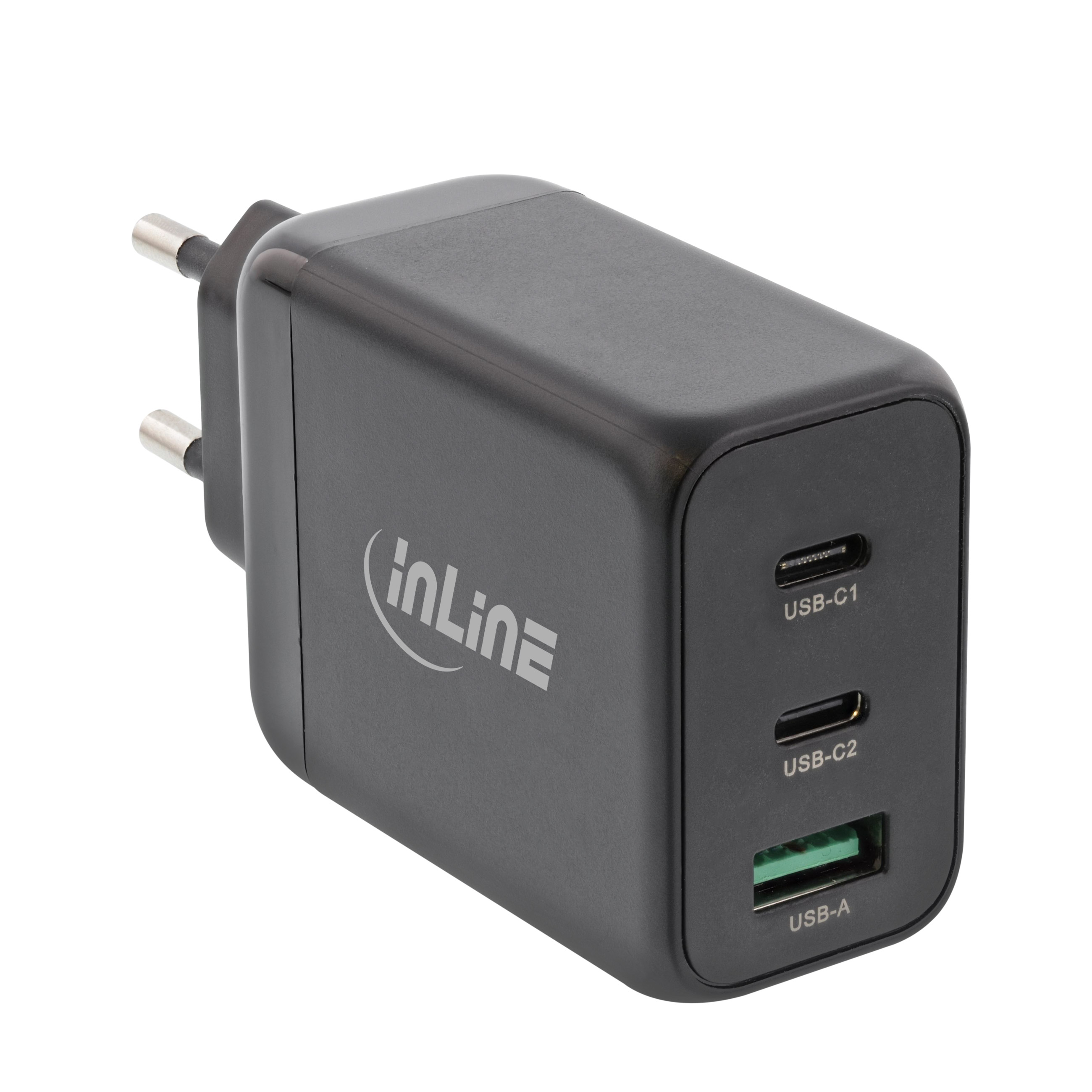 USB Netzteil mit hocheffizienter GaN Technologie, 3-Port, Dual USB-C + USB-A, 65W USB Netzteil mit hocheffizienter GaN Technologie, 3-Port, Dual USB-C + USB-A, 65W