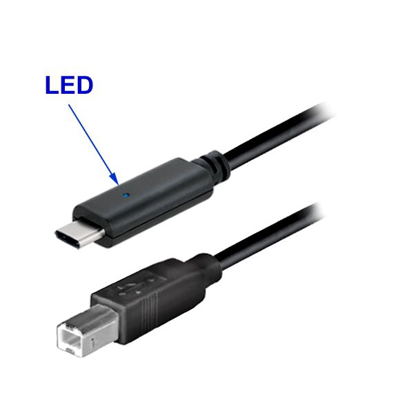 USB-Kabel Type-C™ Stecker mit LED auf B Stecker 180cm