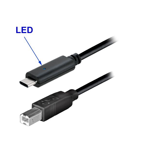 USB-Kabel Type-C™ Stecker mit LED auf B Stecker 1m USB-Kabel Type-C™ Stecker mit LED auf B Stecker 1m