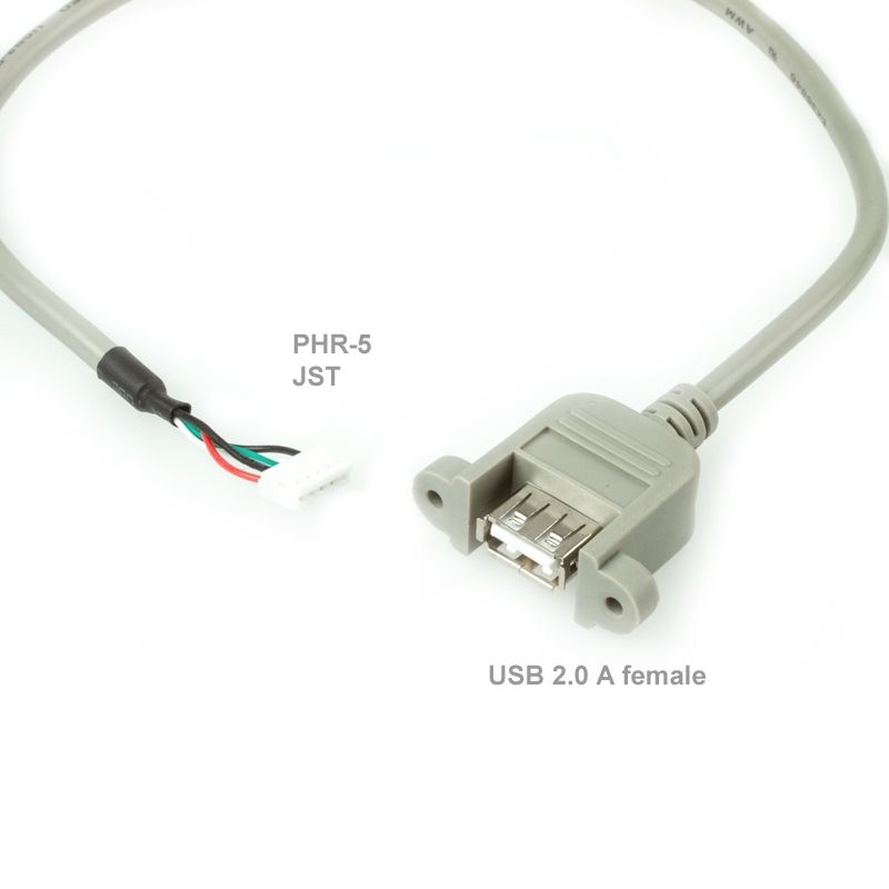 USB 2.0 Kabel A-Buchse anschraubbar an JST PHR5, ca. 40cm