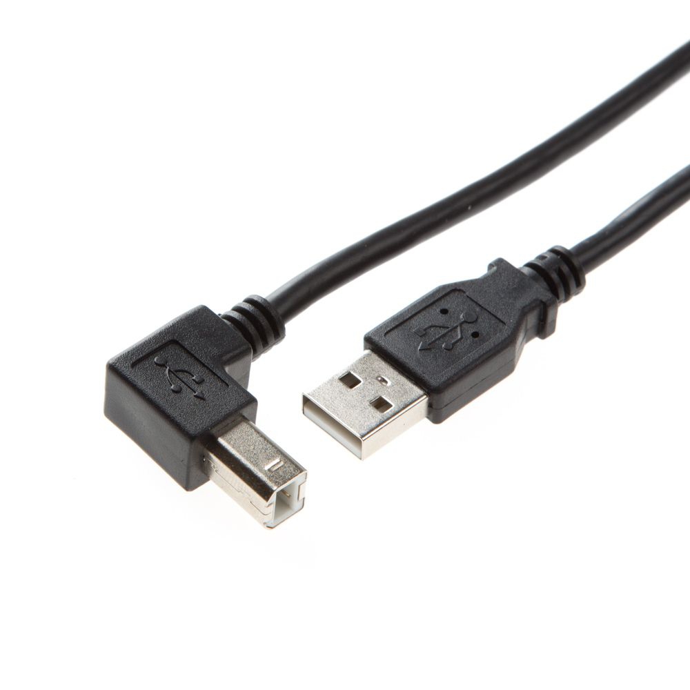 USB 2.0 Kabel mit extra kleinem B-Winkelstecker 90° NACH UNTEN 2m