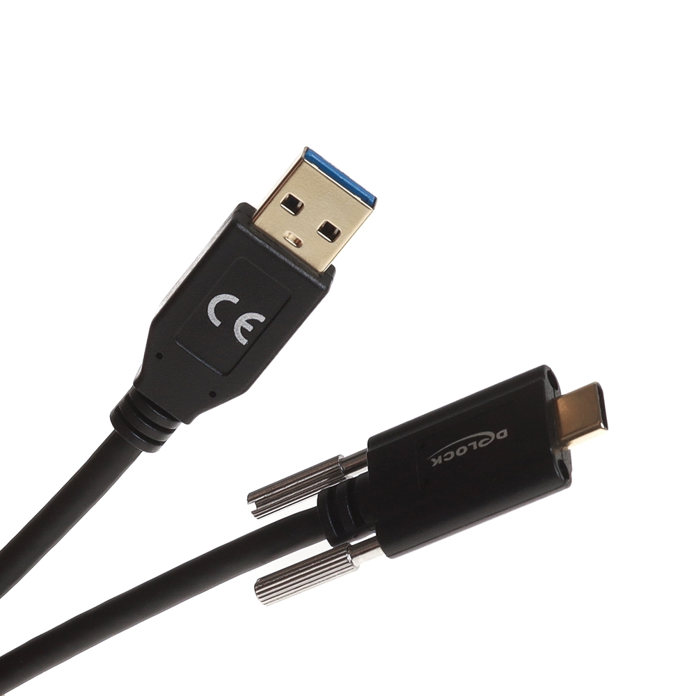USB 10 Gbps Kabel Typ-A Stecker zu USB Type-C™ Stecker mit Schrauben seitlich 1 m