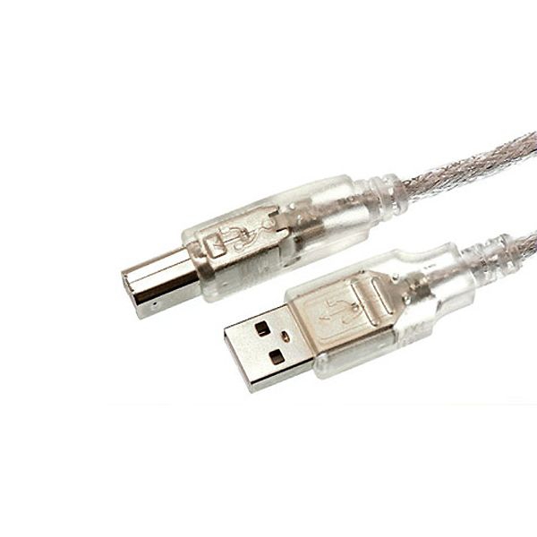 USB-Kabel PREMIUM-QUALITÄT USB 2.0  A-auf-B silber-transparent 1m