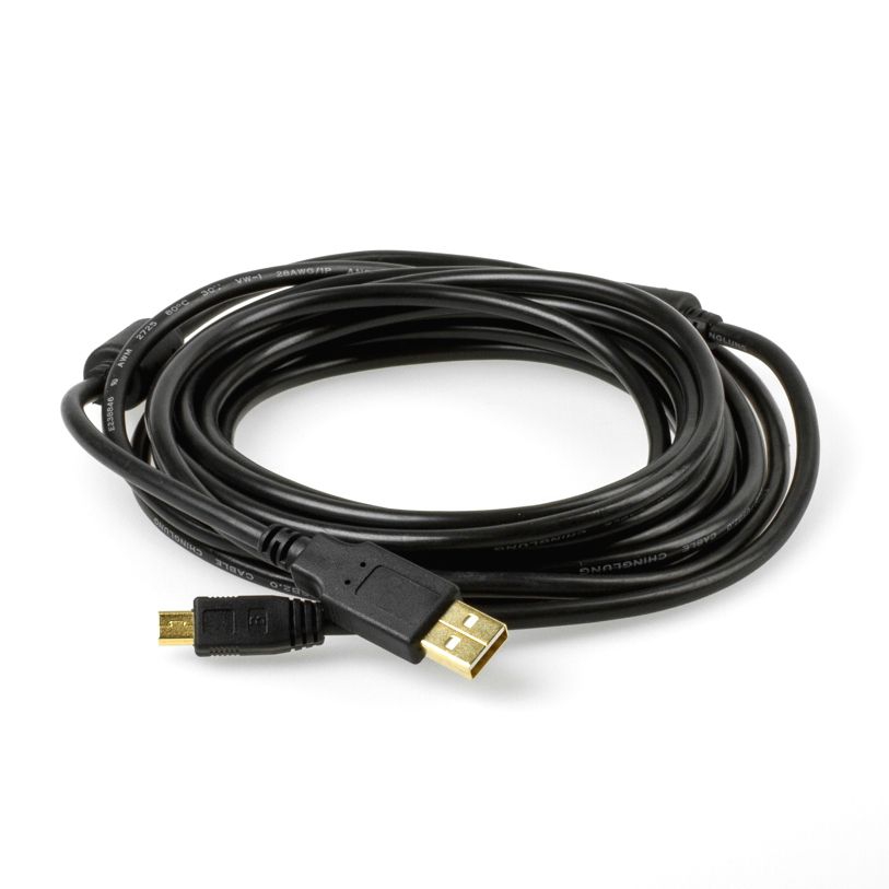 USB 2.0 Kabel A an Mini-B mit 2 Ferritkernen in PREMIUM+ Industriequalität 5m USB 2.0 Kabel A an Mini-B mit 2 Ferritkernen in PREMIUM+ Industriequalität 5m