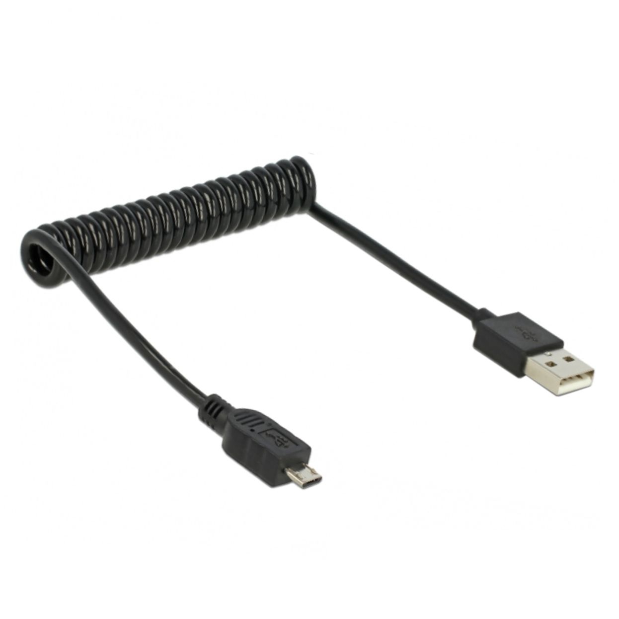 USB-Spiralkabel USB A an MICRO B 30cm bis 60cm