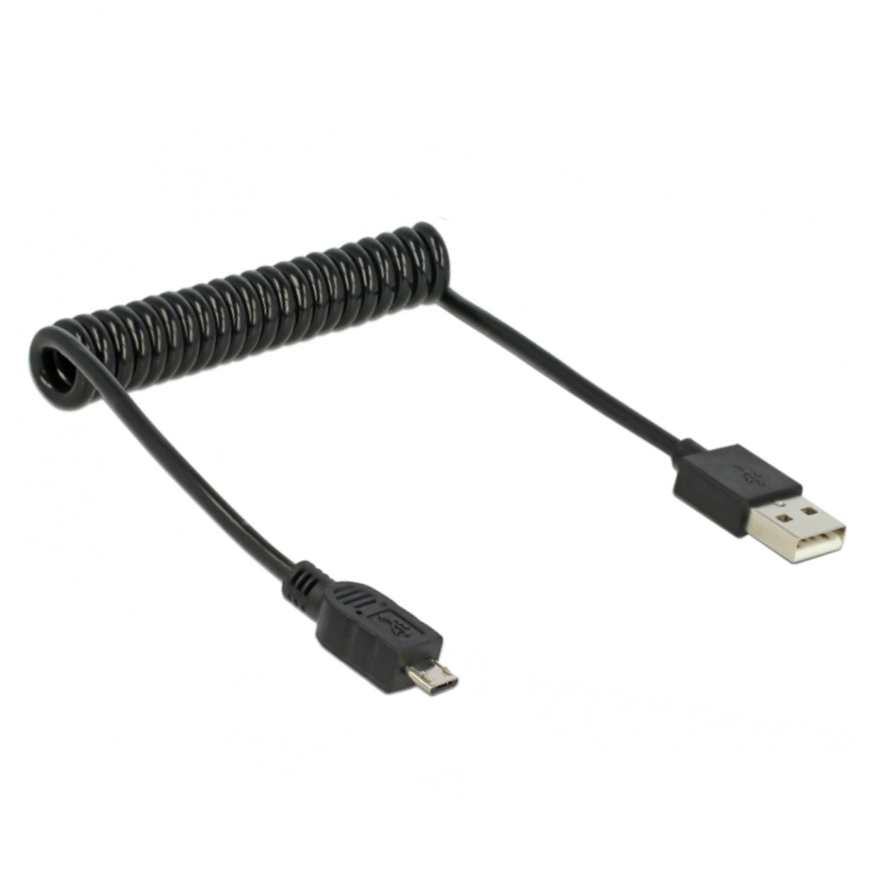 USB 2.0 Spiralkabel: Stecker USB A an MICRO B, ca. 30cm bis 60cm USB 2.0 Spiralkabel: Stecker USB A an MICRO B, ca. 30cm bis 60cm
