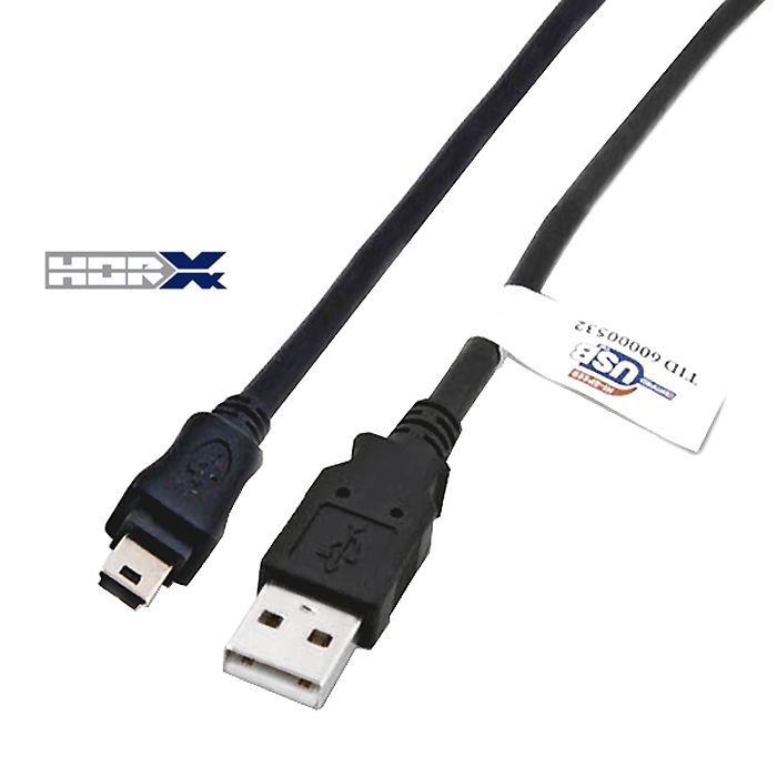 USB-Kabel A an Mini-B mit dickeren 5V-Adern PREMIUM+ zertifiziert 50cm