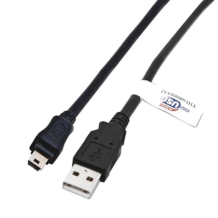 USB 2.0 Kabel: A an Mini-B, PREMIUM+, 2 Feriitkerne, extra dicke 5V-Adern, 5m