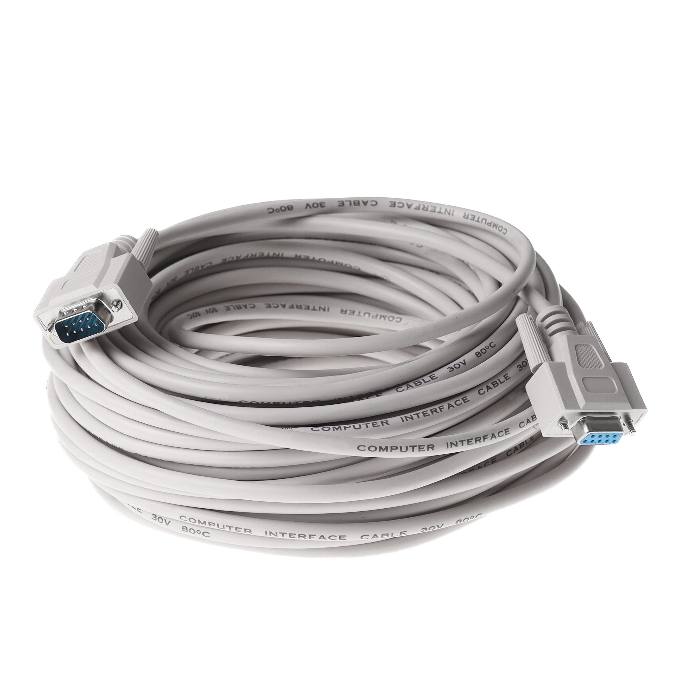 Serielles Kabel DSub-9-Stecker an DSub-9-Buchse, 30m, z.B. für RS232