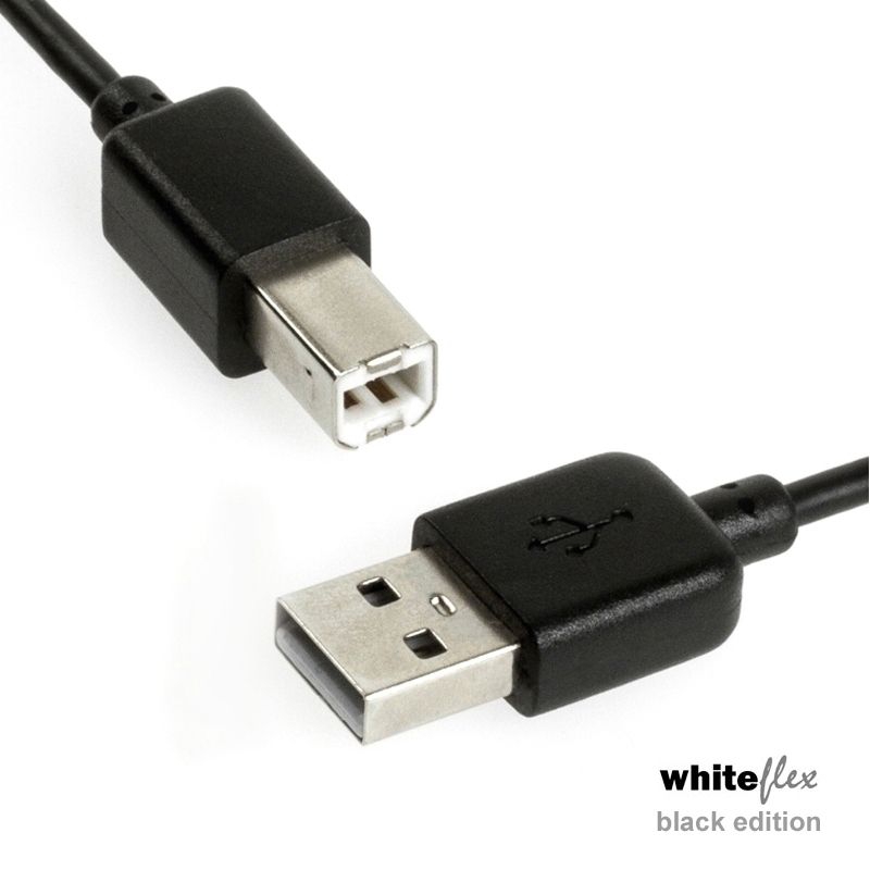 WHITEFLEX Black Edition USB 2.0 Kabel schwarz + flexibel 2m
