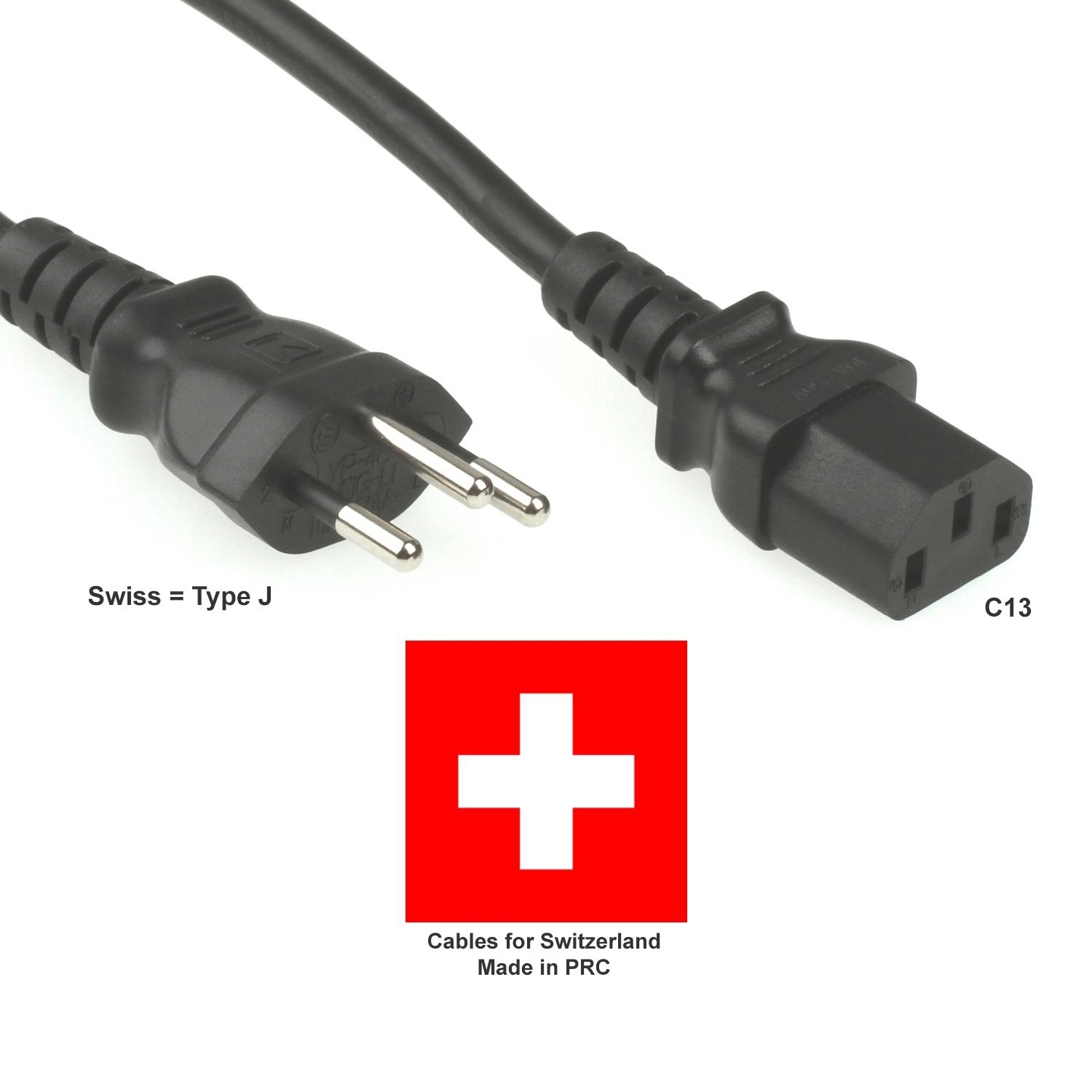 Kaltgerätekabel Stromkabel Netzkabel SCHWEIZ 50cm
