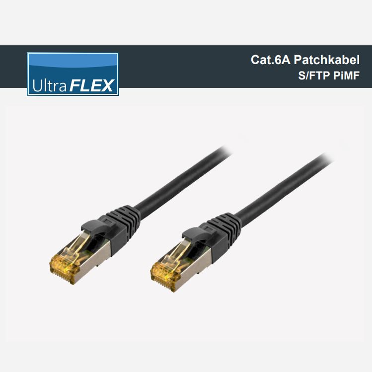 Cat.6a ULTRA FLEX Netzwerkkabel LSZH S/FTP flexibel schwarz 15cm Cat.6a ULTRA FLEX Netzwerkkabel LSZH S/FTP flexibel schwarz 15cm