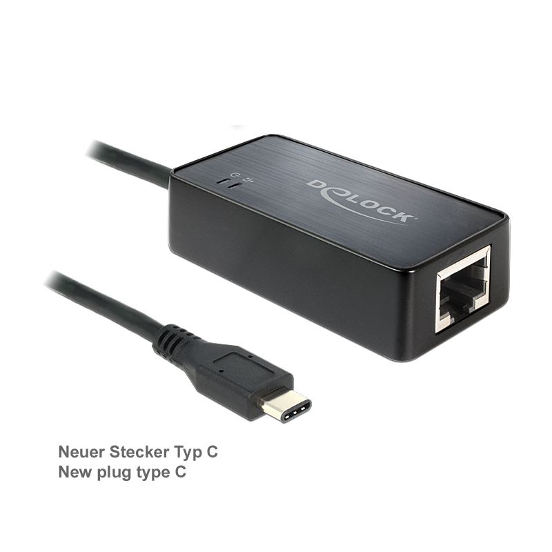USB Ethernet Adapter USB 3.1 mit Stecker Typ C, DELOCK 62642 USB Ethernet Adapter USB 3.1 mit Stecker Typ C, DELOCK 62642