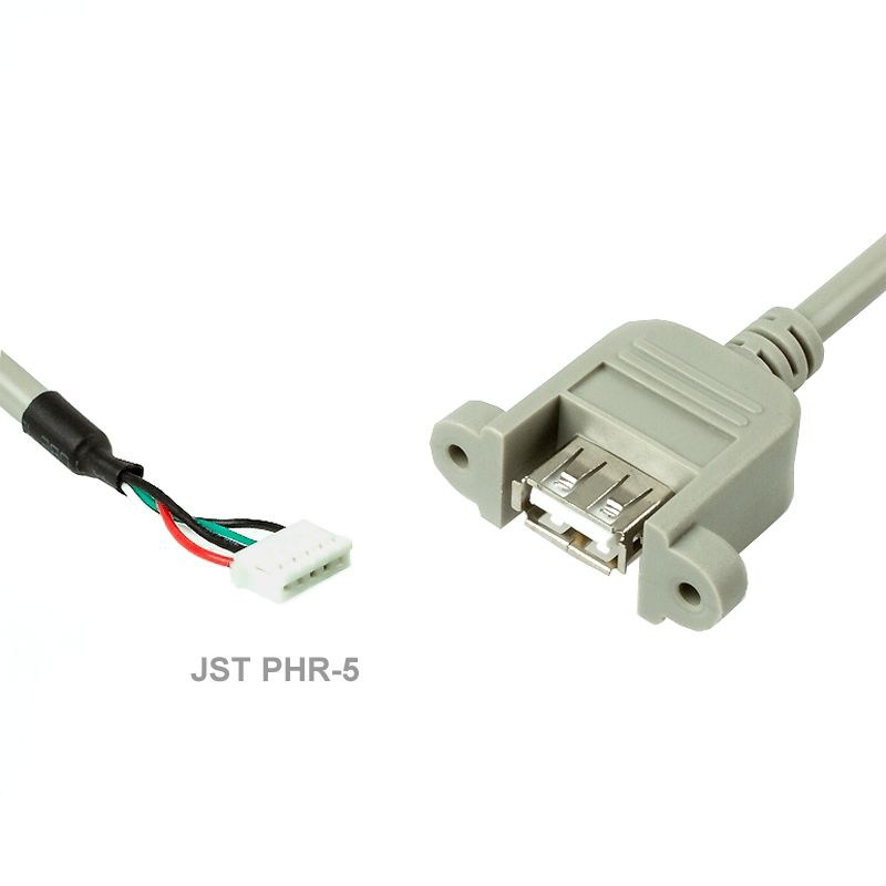 USB 2.0 Kabel A-Buchse anschraubbar an JST PHR5, ca. 40cm