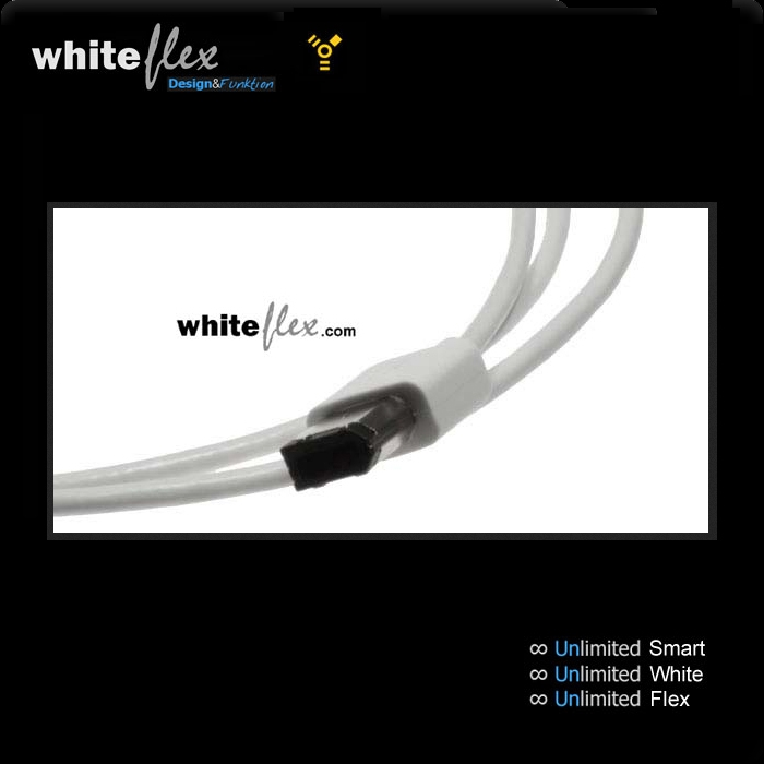 WHITEFLEX Firewire 400 Kabel 2x 6-polig weiss + flexibel 2m (Mindestbestellmenge 500 Stück)
