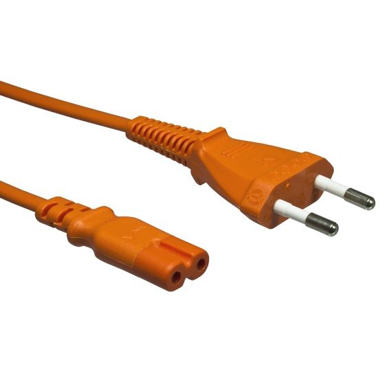 2-pol. Stromkabel mit EURO-8-Stecker ORANGE 180cm 2-pol. Stromkabel mit EURO-8-Stecker ORANGE 180cm