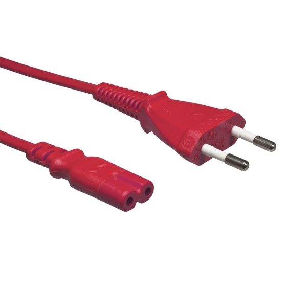 2-pol. Stromkabel mit EURO-8-Stecker ROT 180cm 2-pol. Stromkabel mit EURO-8-Stecker ROT 180cm