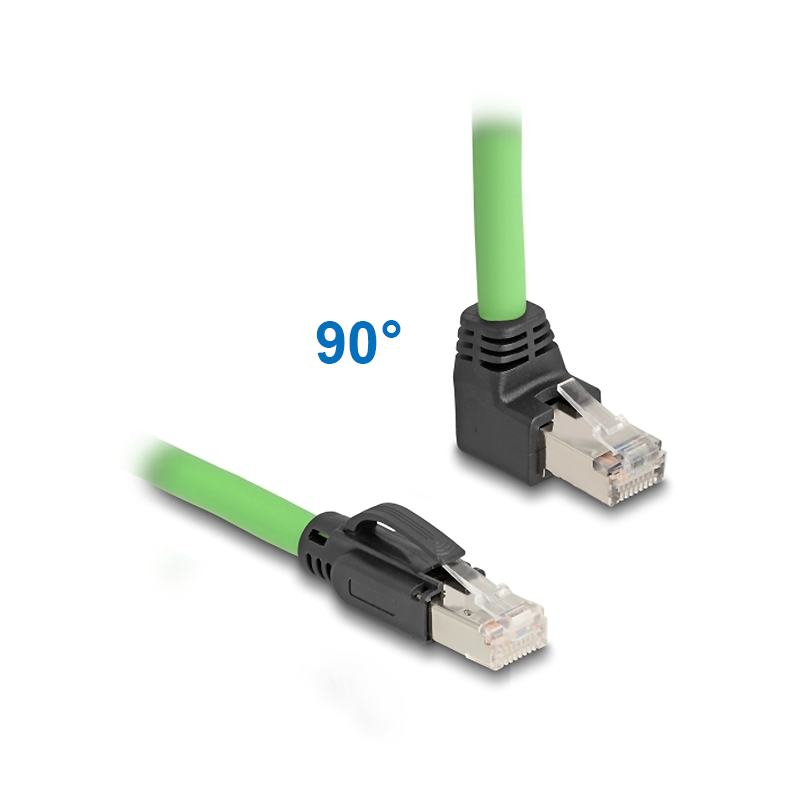 b69553e6cffbcdd7835772d97d928bb49a8ae8c2 Cat.6A Netzwerkkabel 1x RJ45 abgewinkelt NACH OBEN, PUR (TPU), 1m