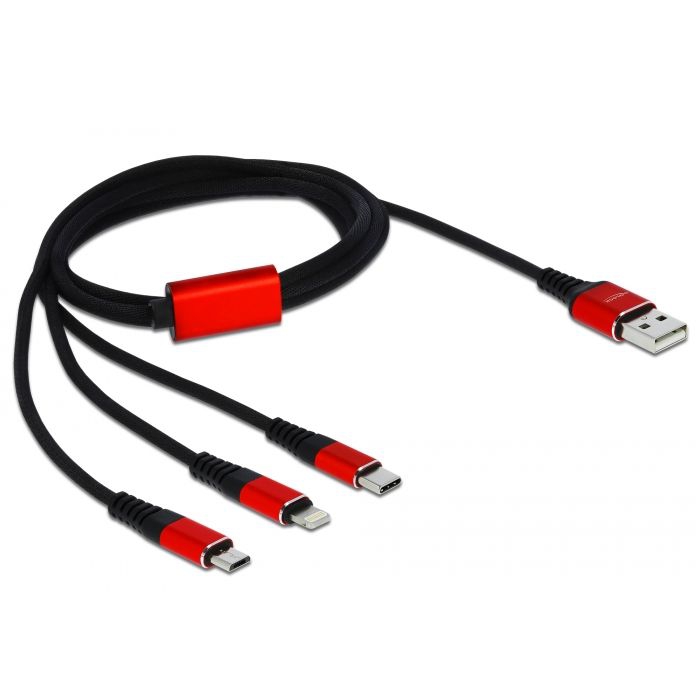 USB Ladekabel 3 in 1 für Lightning™ + Micro USB + USB Type-C™, 1m