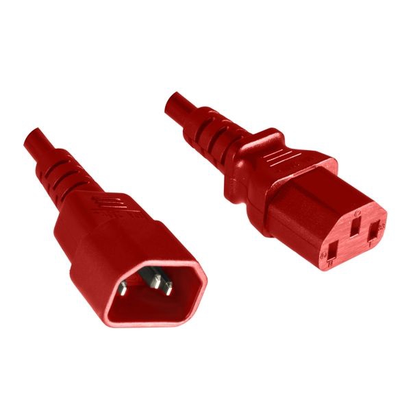 Kaltgeräte-Verlängerungskabel C13-C14 in ROT 1m Kaltgeräte-Verlängerungskabel C13-C14 in ROT 1m