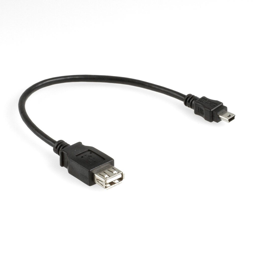 USB 2.0 Adapterkabel mit USB-A-Buchse an USB-Mini-B-Stecker, 20cm