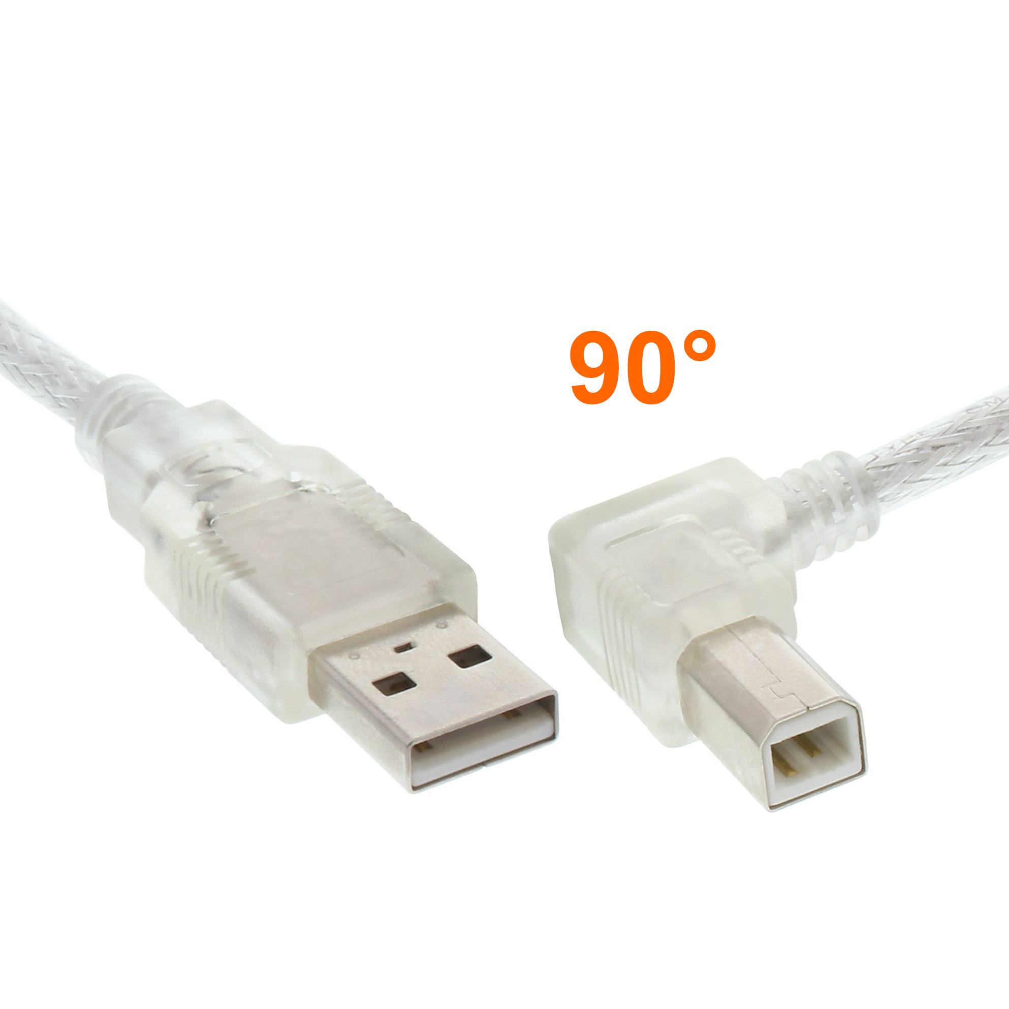 USB 2.0 Winkelkabel: Stecker A gerade auf B 90° LINKS abgewinkelt, 50cm USB 2.0 Winkelkabel: Stecker A gerade auf B 90° LINKS abgewinkelt, 50cm