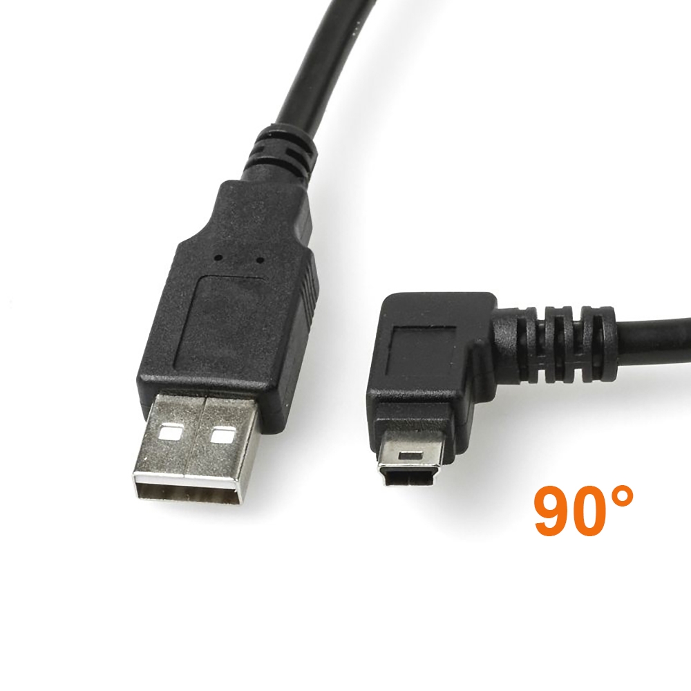 USB 2.0 Kabel mit Mini-B-Stecker WINKEL RECHTS, UL-Kabelmaterial, 50cm