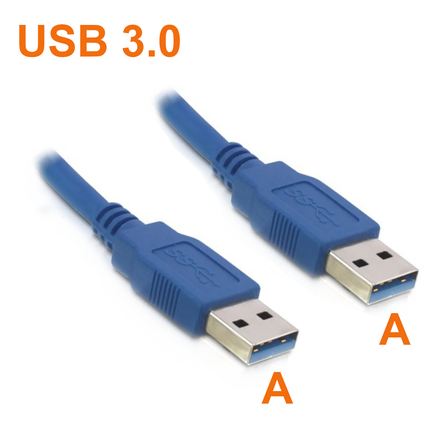 Spezielles USB 3.0 Kabel mit 2x A Stecker 150cm BLAU